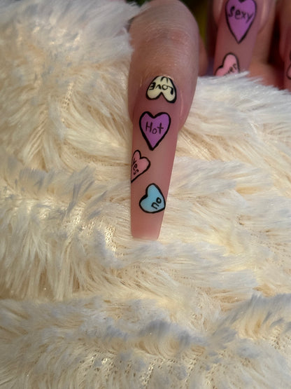 Candy Hearts Press On Nails