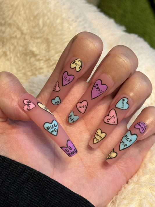 Candy Hearts Press On Nails