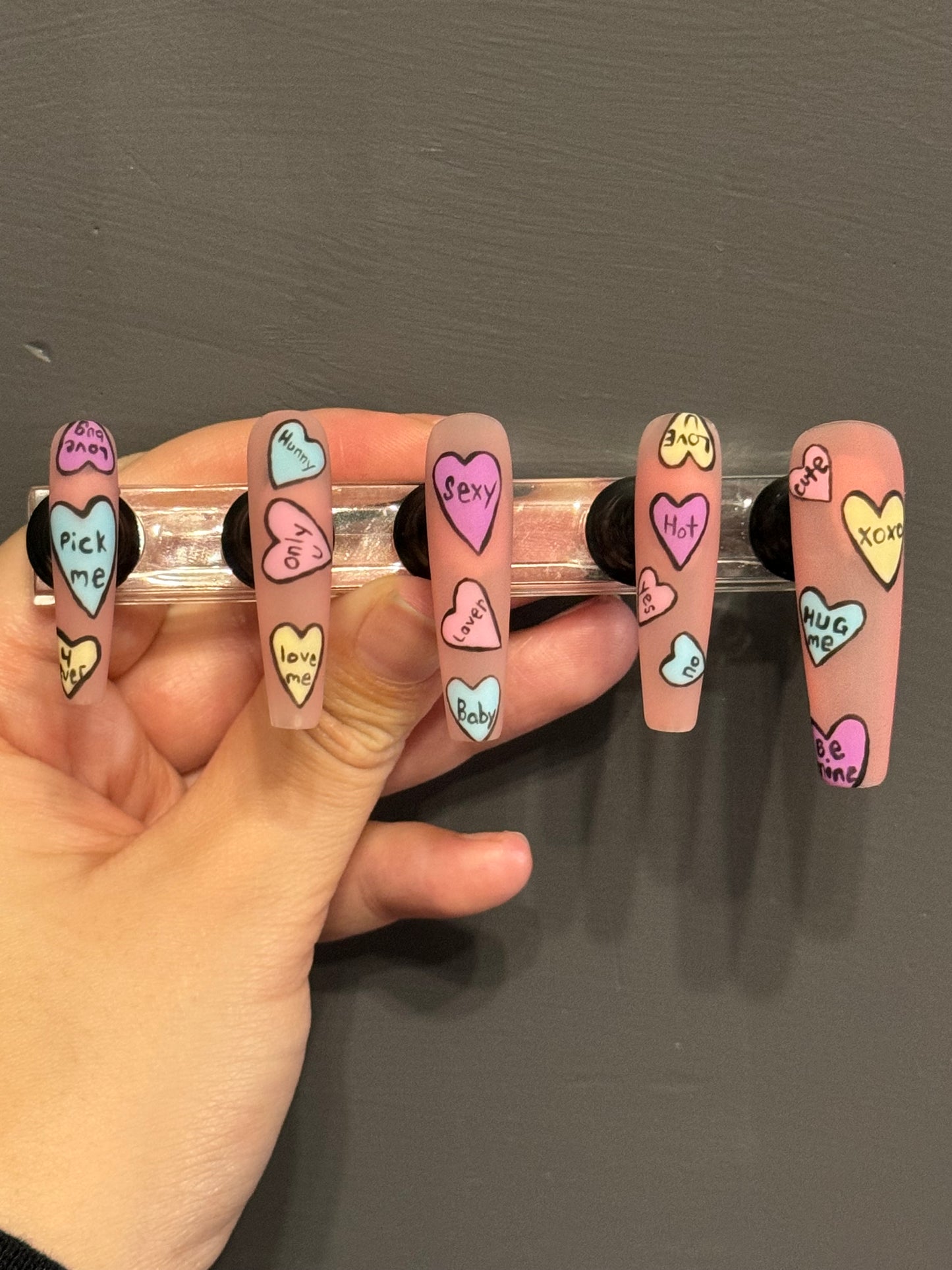 Candy Hearts Press On Nails