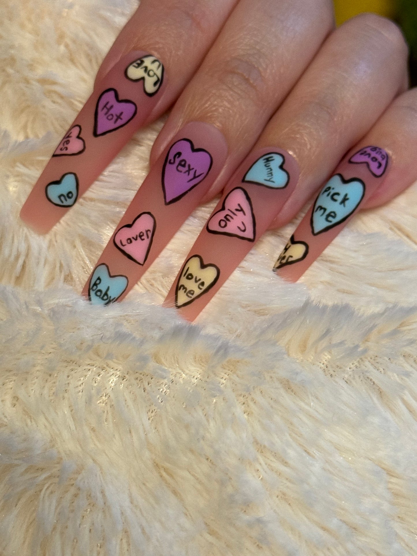 Candy Hearts Press On Nails