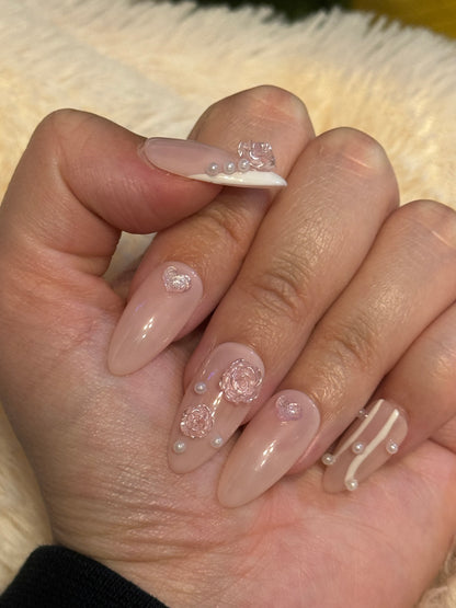 Pink Rose Press On Nails