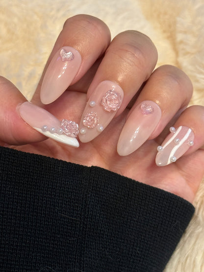 Pink Rose Press On Nails