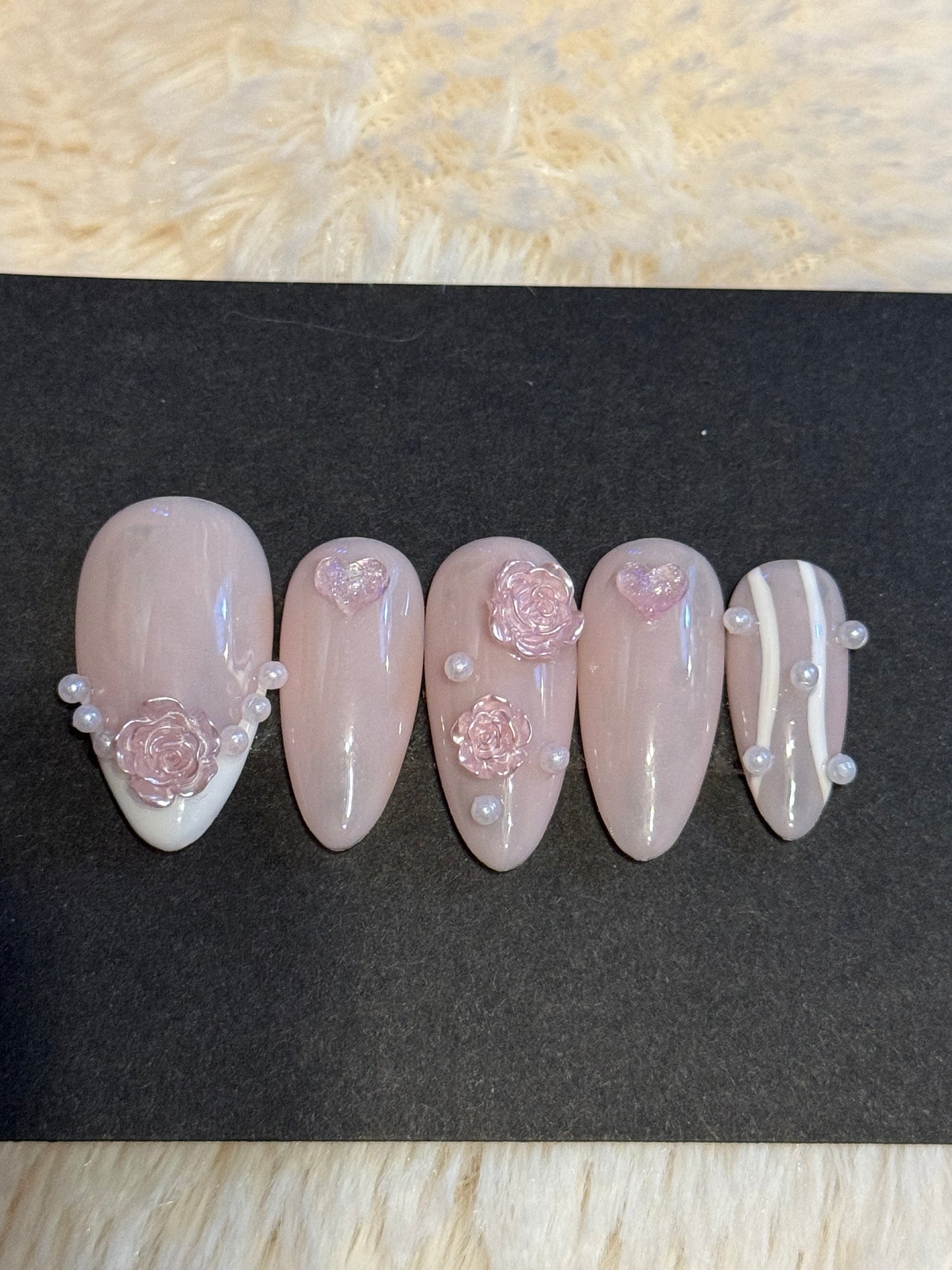 Pink Rose Press On Nails