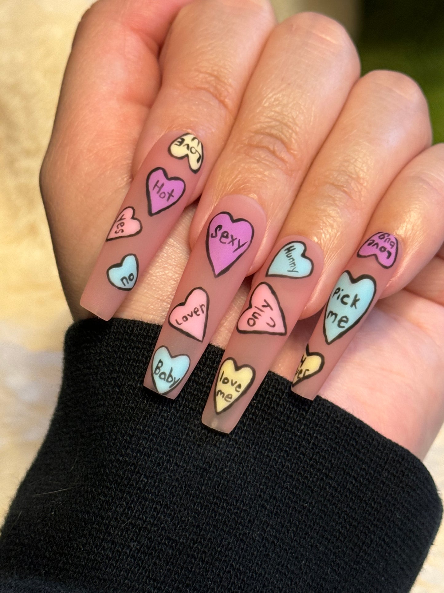 Candy Hearts Press On Nails