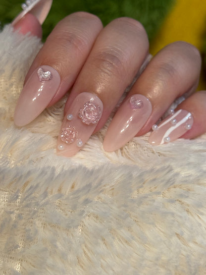 Pink Rose Press On Nails