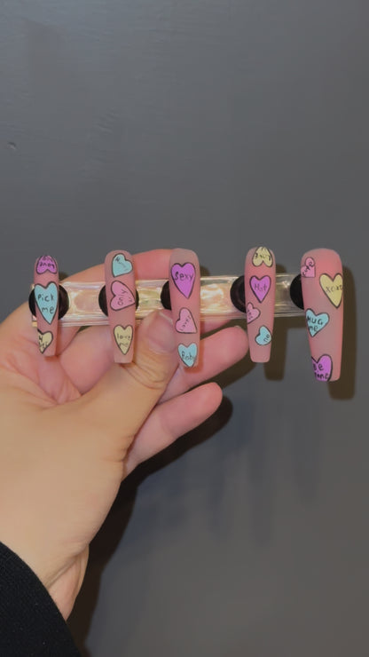 Candy Hearts Press On Nails